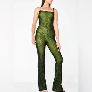 NWT CHERRY MELLO GREEN SHEER JUMPSUIT